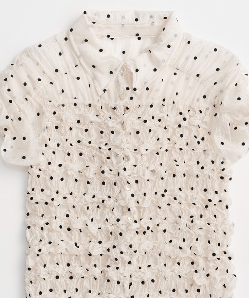 MAISON SPECIAL(メゾンスペシャル)の「【PRE-ORDER】Shirring French Sleeve Shirt/シャーリングフレンチスリーブシャツ(シャツ/ブラウス・レディース・ホワイト/ブラック/マルチ・FREE)」の9枚目の写真