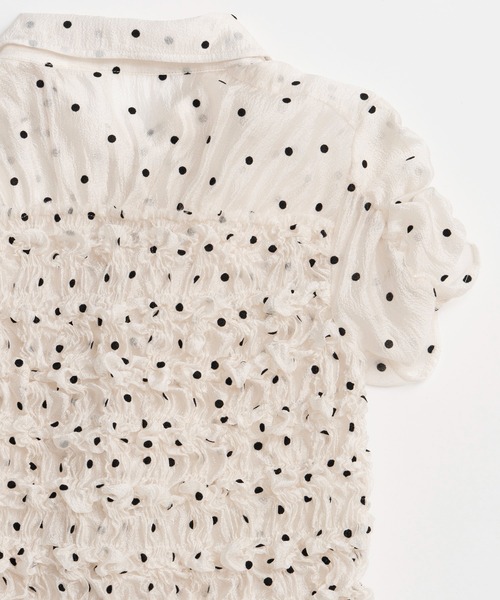 MAISON SPECIAL(メゾンスペシャル)の「【PRE-ORDER】Shirring French Sleeve Shirt/シャーリングフレンチスリーブシャツ(シャツ/ブラウス・レディース・ホワイト/ブラック/マルチ・FREE)」の14枚目の写真