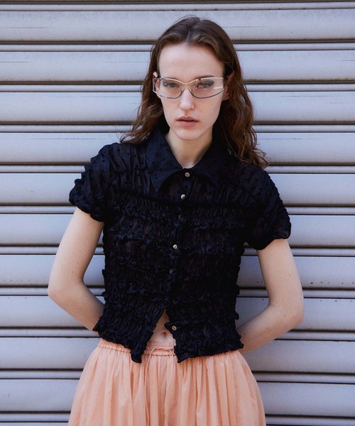 MAISON SPECIAL(メゾンスペシャル)の「Shirring French Sleeve Shirt/シャーリングフレンチスリーブシャツ(シャツ/ブラウス・レディース・ホワイト/ブラック/マルチ・FREE)」の8枚目の写真