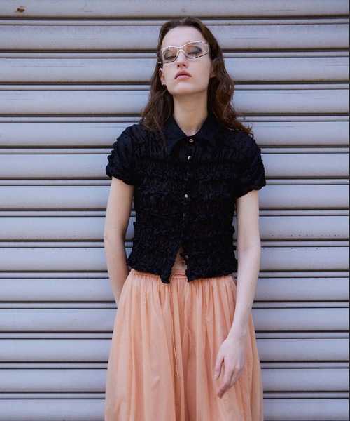 MAISON SPECIAL(メゾンスペシャル)の「Shirring French Sleeve Shirt/シャーリングフレンチスリーブシャツ(シャツ/ブラウス・レディース・ホワイト/ブラック/マルチ・FREE)」の7枚目の写真