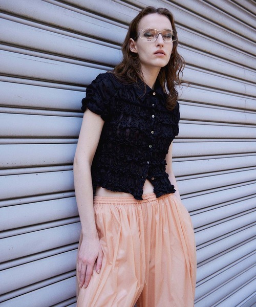 MAISON SPECIAL(メゾンスペシャル)の「Shirring French Sleeve Shirt/シャーリングフレンチスリーブシャツ(シャツ/ブラウス・レディース・ホワイト/ブラック/マルチ・FREE)」の6枚目の写真
