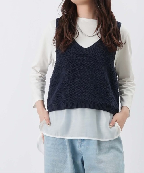 LUCA/LADY LUCK LUCA(ルカ/レディラックルカ)の「LC/LLL シルケットスムース裾シアー切替7分袖プルオーバー(Tシャツ/カットソー・レディース・ブラック/オフホワイト・FREE)」の1枚目の写真