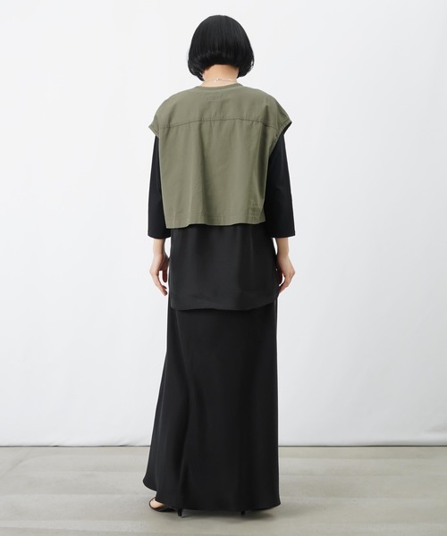LUCA/LADY LUCK LUCA(ルカ/レディラックルカ)の「LC/LLL シルケットスムース裾シアー切替7分袖プルオーバー(Tシャツ/カットソー・レディース・ブラック/オフホワイト・FREE)」の13枚目の写真