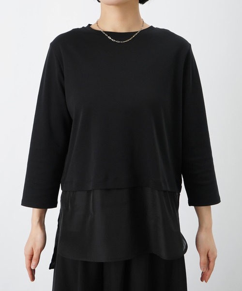 LUCA/LADY LUCK LUCA(ルカ/レディラックルカ)の「LC/LLL シルケットスムース裾シアー切替7分袖プルオーバー(Tシャツ/カットソー・レディース・ブラック/オフホワイト・FREE)」の17枚目の写真