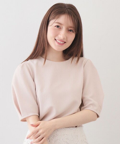 index(インデックス)の「タックパフトップス【洗濯機OK/UVケア/接触冷感】(Tシャツ/カットソー・レディース・ナチュラル/オフホワイト/ネイビー/ピンク・42/40/38/36)」の3枚目の写真