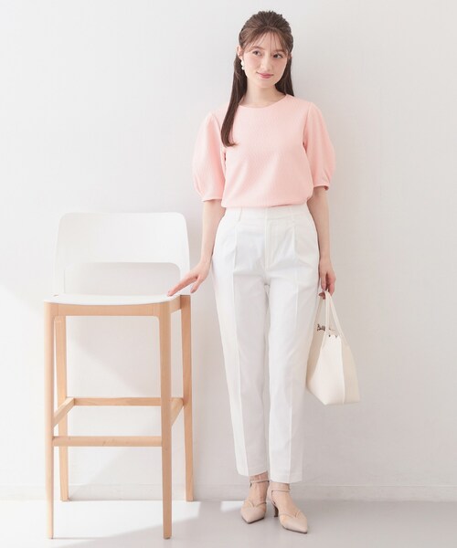 index(インデックス)の「タックパフトップス【洗濯機OK/UVケア/接触冷感】(Tシャツ/カットソー・レディース・ナチュラル/オフホワイト/ネイビー/ピンク・42/40/38/36)」の20枚目の写真