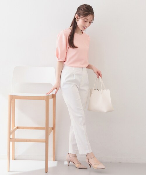 index(インデックス)の「タックパフトップス【洗濯機OK/UVケア/接触冷感】(Tシャツ/カットソー・レディース・ナチュラル/オフホワイト/ネイビー/ピンク・42/40/38/36)」の19枚目の写真