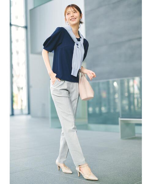 index(インデックス)の「タックパフトップス【洗濯機OK/UVケア/接触冷感】(Tシャツ/カットソー・レディース・ナチュラル/オフホワイト/ネイビー/ピンク・42/40/38/36)」の6枚目の写真