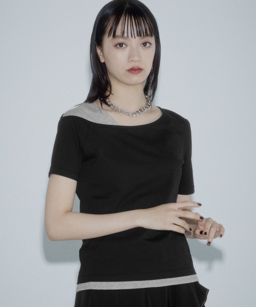 PAGEBOY(ページボーイ)の「ワンショルライクレイヤード(Tシャツ/カットソー・レディース・ターコイズブルー/ブラック/ライトグレー・FREE)」の2枚目の写真