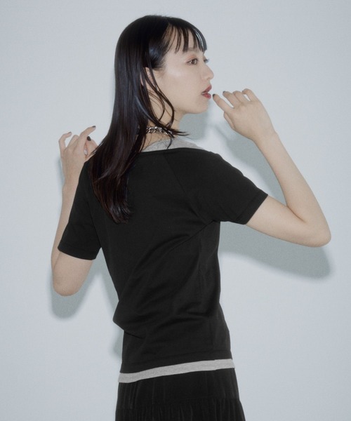 PAGEBOY(ページボーイ)の「ワンショルライクレイヤード(Tシャツ/カットソー・レディース・ターコイズブルー/ブラック/ライトグレー・FREE)」の9枚目の写真
