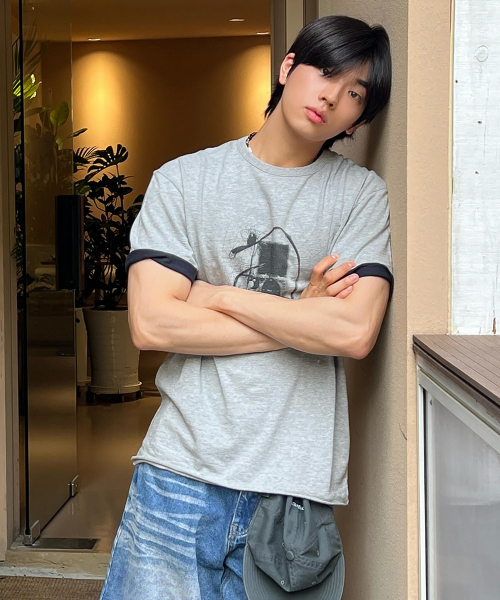 MAISON MINED(メゾンミネド)の「MP3 GRAPHIC LAYERED HALF T MELANGE GRAY(Tシャツ/カットソー・メンズ・その他・SMALL/MEDIUM/LARGE)」の7枚目の写真