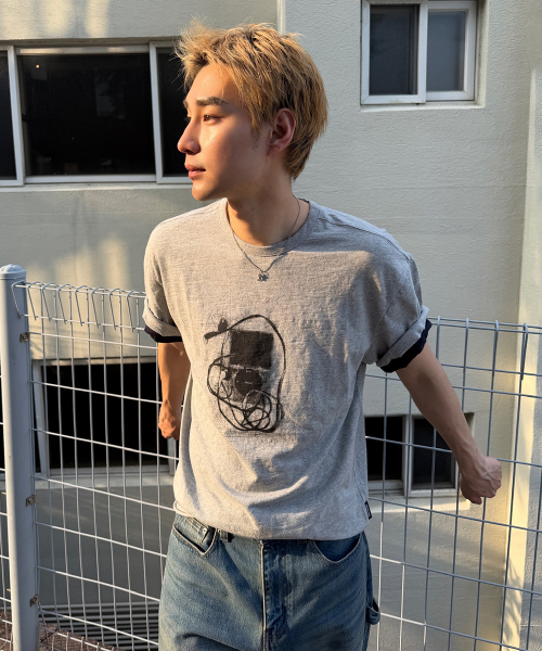 MAISON MINED(メゾンミネド)の「MP3 GRAPHIC LAYERED HALF T MELANGE GRAY(Tシャツ/カットソー・メンズ・その他・SMALL/MEDIUM/LARGE)」の8枚目の写真