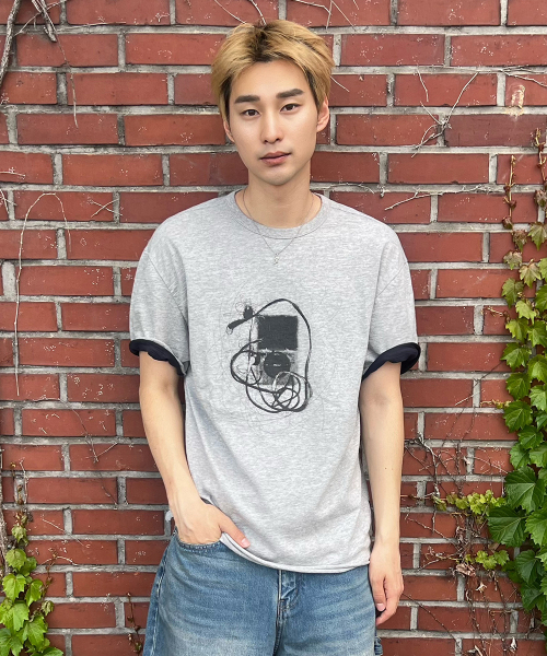 MAISON MINED(メゾンミネド)の「MP3 GRAPHIC LAYERED HALF T MELANGE GRAY(Tシャツ/カットソー・メンズ・その他・SMALL/MEDIUM/LARGE)」の9枚目の写真