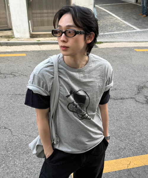 MAISON MINED(メゾンミネド)の「MP3 GRAPHIC LAYERED HALF T MELANGE GRAY(Tシャツ/カットソー・メンズ・その他・SMALL/MEDIUM/LARGE)」の11枚目の写真
