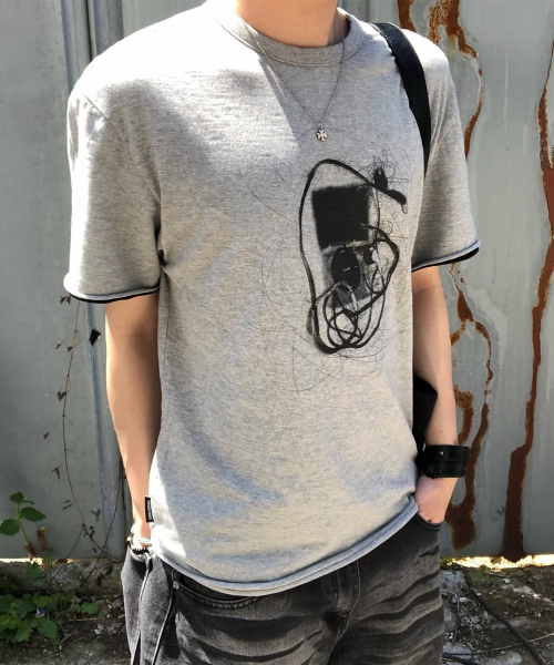 MAISON MINED(メゾンミネド)の「MP3 GRAPHIC LAYERED HALF T MELANGE GRAY(Tシャツ/カットソー・メンズ・その他・SMALL/MEDIUM/LARGE)」の12枚目の写真