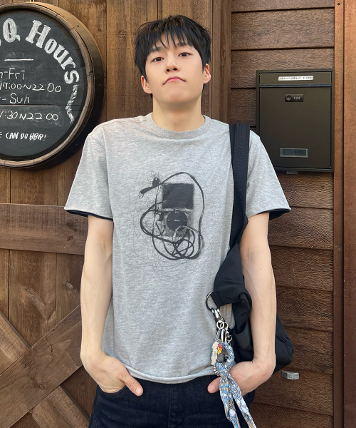 MAISON MINED(メゾンミネド)の「MP3 GRAPHIC LAYERED HALF T MELANGE GRAY(Tシャツ/カットソー・メンズ・その他・SMALL/MEDIUM/LARGE)」の16枚目の写真