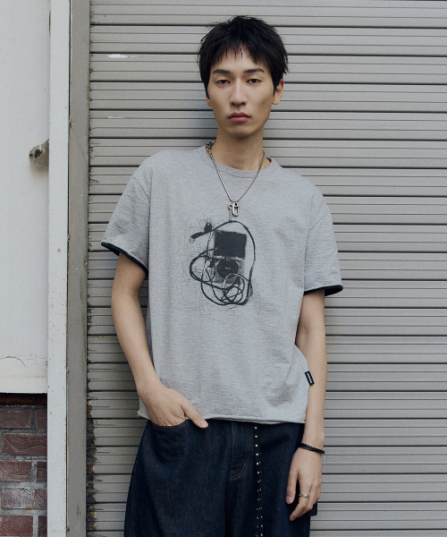 MAISON MINED(メゾンミネド)の「MP3 GRAPHIC LAYERED HALF T MELANGE GRAY(Tシャツ/カットソー・メンズ・その他・SMALL/MEDIUM/LARGE)」の18枚目の写真