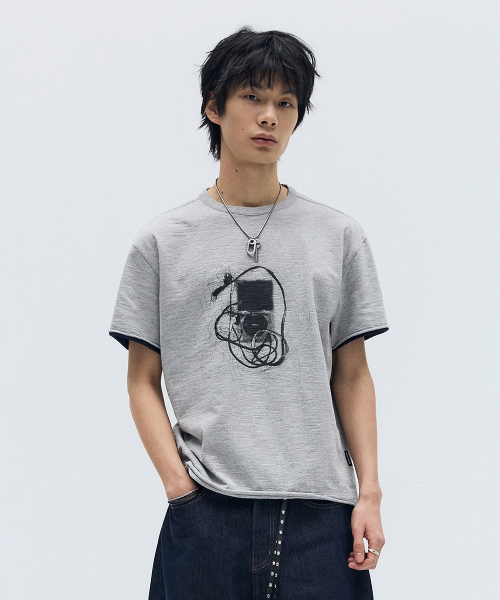 MAISON MINED(メゾンミネド)の「MP3 GRAPHIC LAYERED HALF T MELANGE GRAY(Tシャツ/カットソー・メンズ・その他・SMALL/MEDIUM/LARGE)」の19枚目の写真