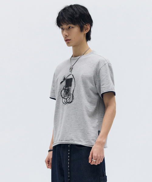 MAISON MINED(メゾンミネド)の「MP3 GRAPHIC LAYERED HALF T MELANGE GRAY(Tシャツ/カットソー・メンズ・その他・SMALL/MEDIUM/LARGE)」の22枚目の写真