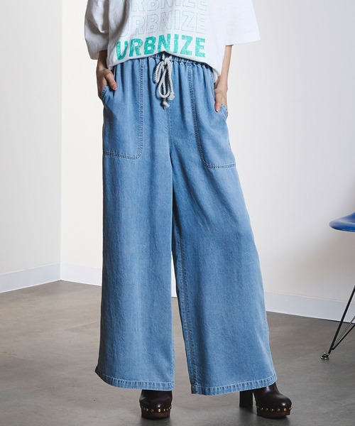 ROSE BUD（ローズバッド）の「LIGHT OZ DRAWSTRING DENIM PANTS（デニムパンツ・レディース・ライトインディゴブルー/インディゴブルー・XS/M/S）」の2枚目の写真
