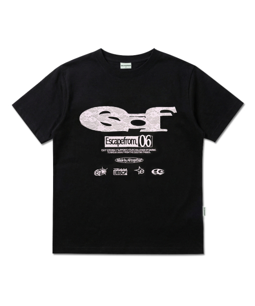 ESCAPEFROM（エスケープフロム）の「レース ESCFロゴコラージュアプリケスタンダードフィット半袖Tシャツ [2色]（Tシャツ/カットソー・レディース・ホワイト/ブラック・MEDIUM）」の11枚目の写真
