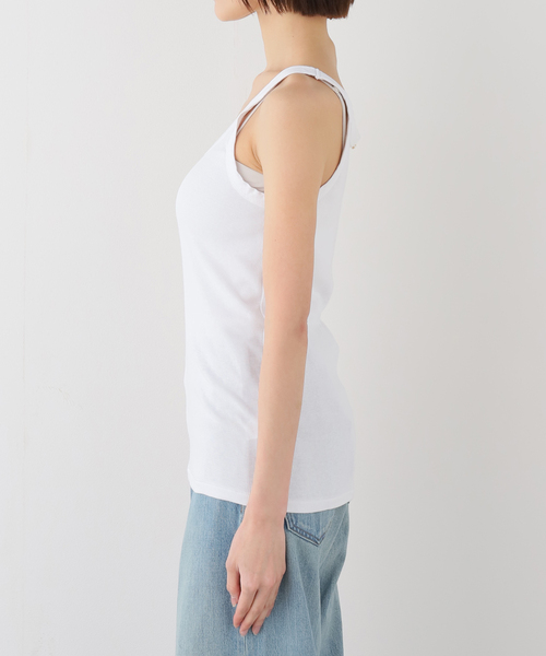 Deuxieme Classe(ドゥーズィエムクラス)の「SHEERNESS リブタンクトップ(Tシャツ/カットソー・レディース・ベージュ/ホワイト・FREE)」の9枚目の写真