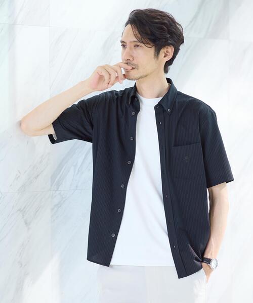 TAKEO KIKUCHI(タケオキクチ)の「【接触冷感】ジャージストライプ シャツ(ビジネスシャツ・メンズ・ライトグレー系2/ネイビー系2/ブラック系2/ブラック系7/チャコール・04/03/02)」の15枚目の写真