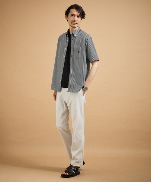 TAKEO KIKUCHI(タケオキクチ)の「【接触冷感】ジャージストライプ シャツ(ビジネスシャツ・メンズ・ライトグレー系2/ネイビー系2/ブラック系2/ブラック系7/チャコール・04/03/02)」の7枚目の写真