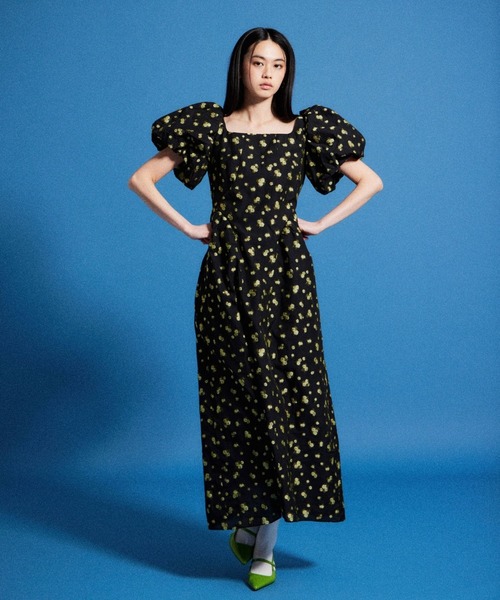 フラワージャガードフォルムドレス / flower jacquard forme dress