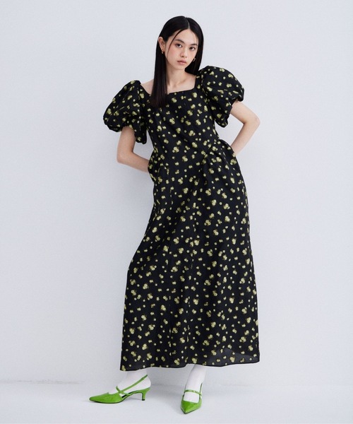 ANDRESD(アンドレスド)の「フラワージャガードフォルムドレス / flower jacquard forme dress(ドレス・レディース・ブラック×グレー/ホワイト×イエロー/ブラック×イエロー・MT/M/S)」の16枚目の写真