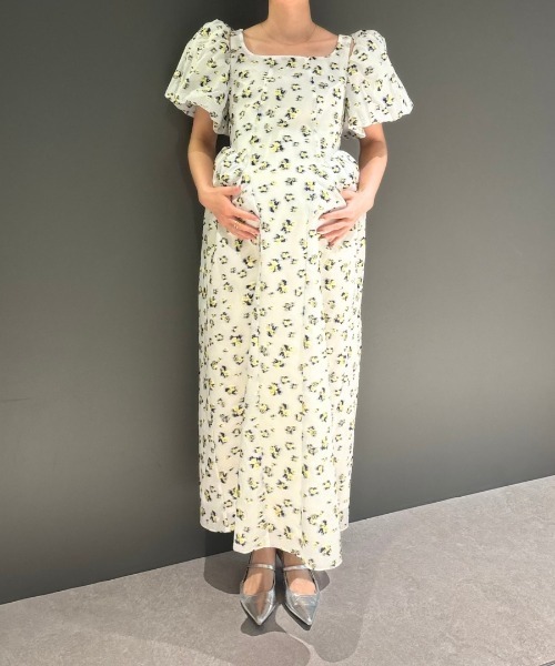 フラワージャガードフォルムドレス / flower jacquard forme dress