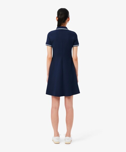 LACOSTE(ラコステ)の「配色ライン レーヨンブレンドポロドレス / フレアワンピース(シャツワンピース・レディース・ホワイト/ネイビー・38/40/34/36)」の5枚目の写真