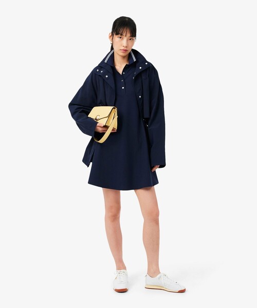 LACOSTE(ラコステ)の「配色ライン レーヨンブレンドポロドレス / フレアワンピース(シャツワンピース・レディース・ホワイト/ネイビー・38/40/34/36)」の8枚目の写真