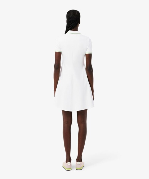LACOSTE(ラコステ)の「配色ライン レーヨンブレンドポロドレス / フレアワンピース(シャツワンピース・レディース・ホワイト/ネイビー・38/40/34/36)」の11枚目の写真