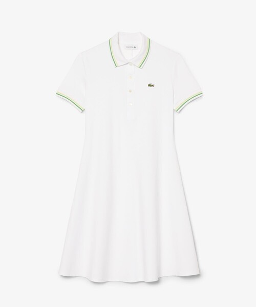 LACOSTE(ラコステ)の「配色ライン レーヨンブレンドポロドレス / フレアワンピース(シャツワンピース・レディース・ホワイト/ネイビー・38/40/34/36)」の12枚目の写真