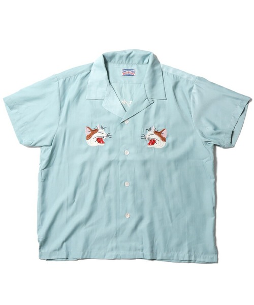 HOUSTON(ヒューストン)の「HOUSTON スーベニアシャツ (JAPAN)(シャツ/ブラウス・メンズ・ネイビー/ピンク/ミント・1/0)」の2枚目の写真