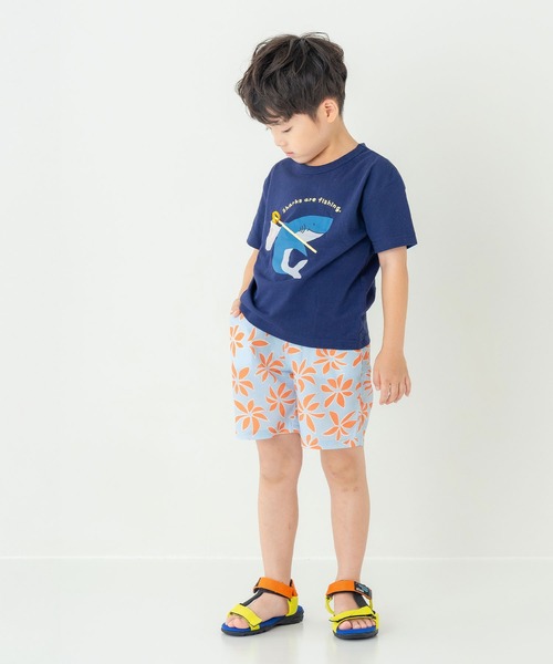 DILASH(ディラッシュ)の「【乾きやすい】ボタニカル柄 ハーフパンツ(4分丈)(デニムパンツ・キッズ・ブルー系その他/オレンジ系その他・80/90/100/110/120/130/140)」の3枚目の写真