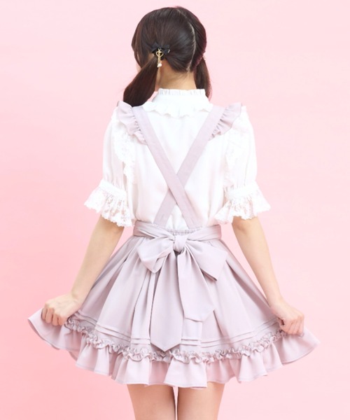 Secret Honey(シークレットハニー)の「リボン付エプロンジャンパードレス(スカート・レディース・ブラック/ピンク・MEDIUM)」の5枚目の写真
