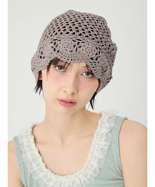 LILY BROWN(リリーブラウン)の「サマークロシェビーニー(ニットキャップ/ビーニー・レディース・グレー/アイボリー/ブラック・F)」の10枚目の写真