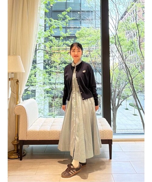 BROOKS BROTHERS(ブルックスブラザーズ)の「コットンポプリン ストライプ ノースリーブ シャツドレス(ワンピース・レディース・グリーン・LARGE/MEDIUM/SMALL/X-SMALL)」の6枚目の写真