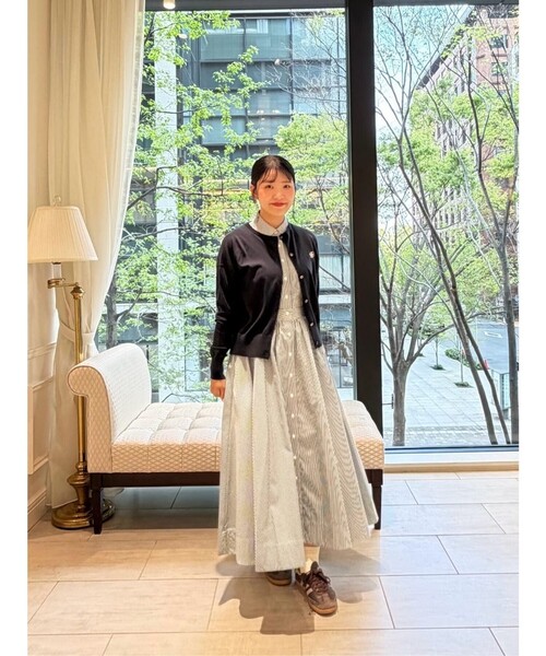 BROOKS BROTHERS(ブルックスブラザーズ)の「コットンポプリン ストライプ ノースリーブ シャツドレス(ワンピース・レディース・グリーン・LARGE/MEDIUM/SMALL/X-SMALL)」の7枚目の写真