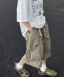 ビッグポケット付きワイドハーフパンツ カーゴパンツ