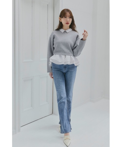 Her lip to(ハーリップトゥー)の「Amovible Peplum Top(スウェット・レディース・グレー・S/M)」の4枚目の写真