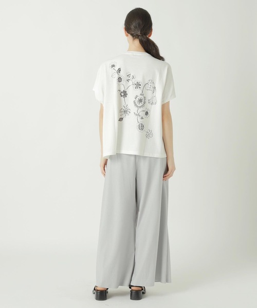 ZUCCa(ズッカ)の「(S)DRAWING FLOWER PRINT T / S(Tシャツ/カットソー・レディース・ホワイト/ブラック/イエロー・M size)」の1枚目の写真