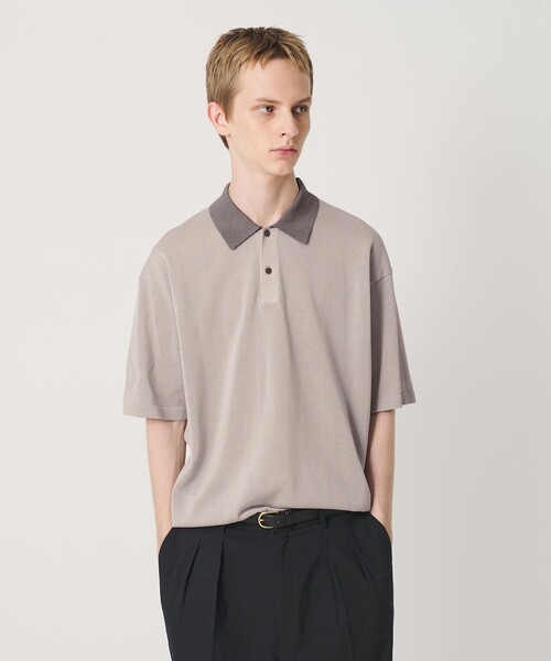 BEAUTY&YOUTH UNITED ARROWS(ビューティーアンドユースユナイテッドアローズ)の「クレイジーパターン ギマ ショートスリーブ ポロニット ウォッシャブル(ニット/セーター・メンズ・ライトグレー/ダークグレー・L/M/S/XL)」の4枚目の写真