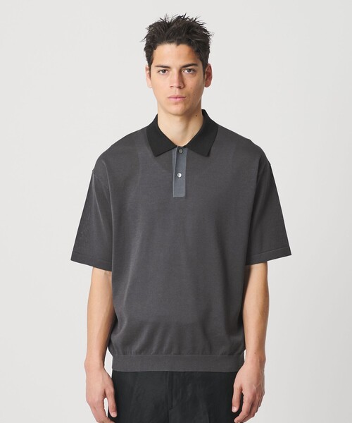 BEAUTY&YOUTH UNITED ARROWS(ビューティーアンドユースユナイテッドアローズ)の「クレイジーパターン ギマ ショートスリーブ ポロニット ウォッシャブル(ニット/セーター・メンズ・ライトグレー/ダークグレー・L/M/S/XL)」の6枚目の写真