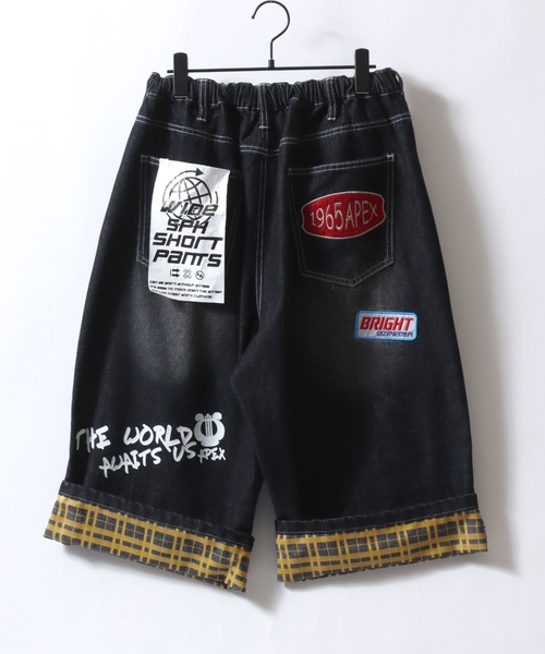 SITRY(シトリー)の「Street Design Patch & Print Roll Up Denim Wide Short Pants/ストリートデザイン ワッペン&プリント ロールアップ ワイドデニム ショートパンツ ハーフーパンツ ショーツ(その他パンツ・メンズ・ブラック/インディゴブルー/ブラック系その他/ブルー系その他・L/M)」の22枚目の写真