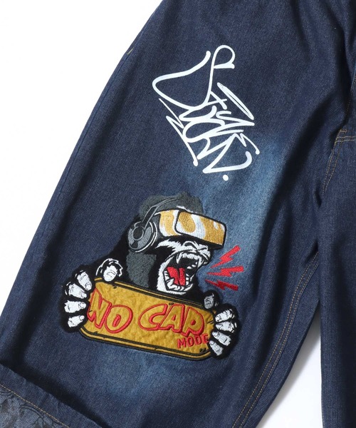 SITRY(シトリー)の「Street Design Patch & Print Roll Up Denim Wide Short Pants/ストリートデザイン ワッペン&プリント ロールアップ ワイドデニム ショートパンツ ハーフーパンツ ショーツ(その他パンツ・メンズ・ブラック/インディゴブルー/ブラック系その他/ブルー系その他・L/M)」の11枚目の写真