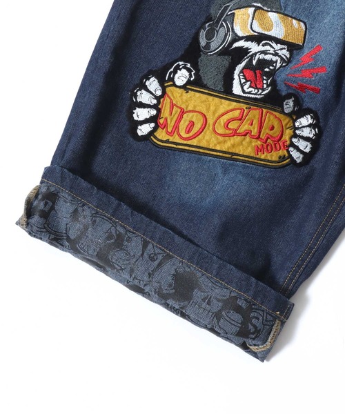 SITRY(シトリー)の「Street Design Patch & Print Roll Up Denim Wide Short Pants/ストリートデザイン ワッペン&プリント ロールアップ ワイドデニム ショートパンツ ハーフーパンツ ショーツ(その他パンツ・メンズ・ブラック/インディゴブルー/ブラック系その他/ブルー系その他・L/M)」の12枚目の写真