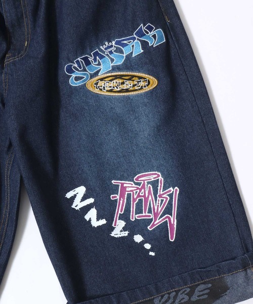 SITRY(シトリー)の「Street Design Patch & Print Roll Up Denim Wide Short Pants/ストリートデザイン ワッペン&プリント ロールアップ ワイドデニム ショートパンツ ハーフーパンツ ショーツ(その他パンツ・メンズ・ブラック/インディゴブルー/ブラック系その他/ブルー系その他・L/M)」の15枚目の写真